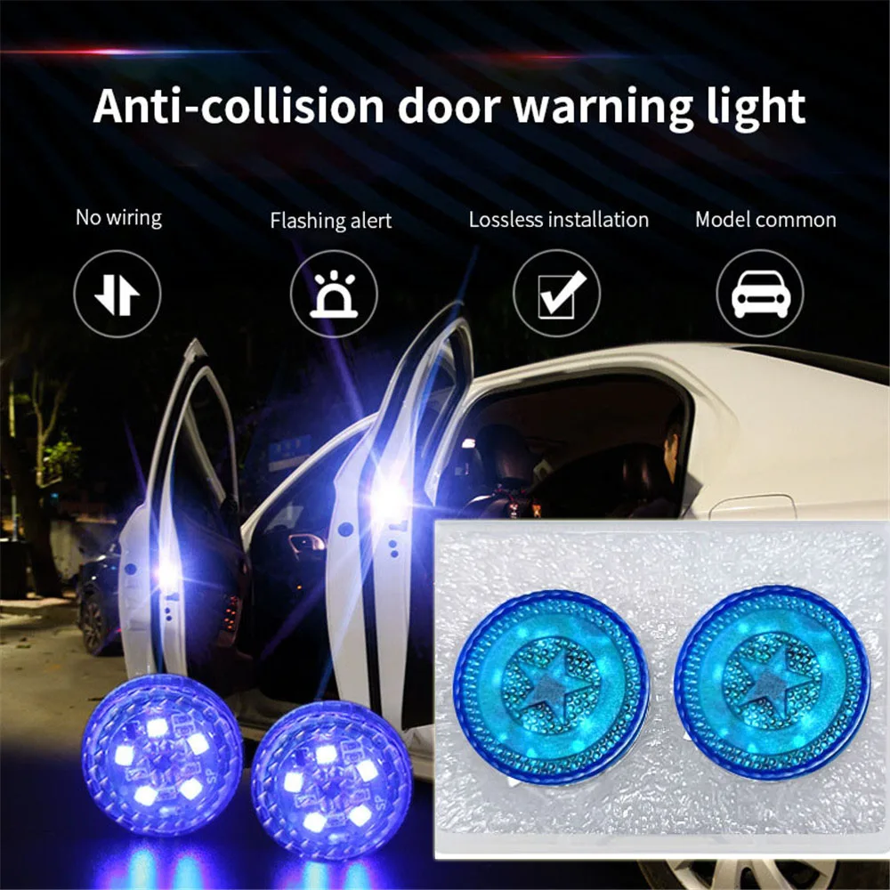 

2Pcs Magnetic Wireless 5LEDs Car Door Opening Warning Lights Waterproof Strobe Flashing Anti Rear-end Collision Led Safety Lamps