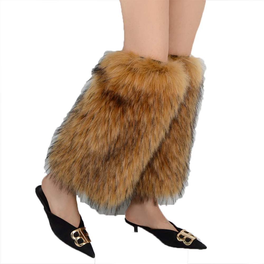 Faux Fur Boots Socks Winter Female Fluffy Boot Cover Sexy Leg Warmers Thigh High Socks Boot Cuff Sleeves Hosiery Cover