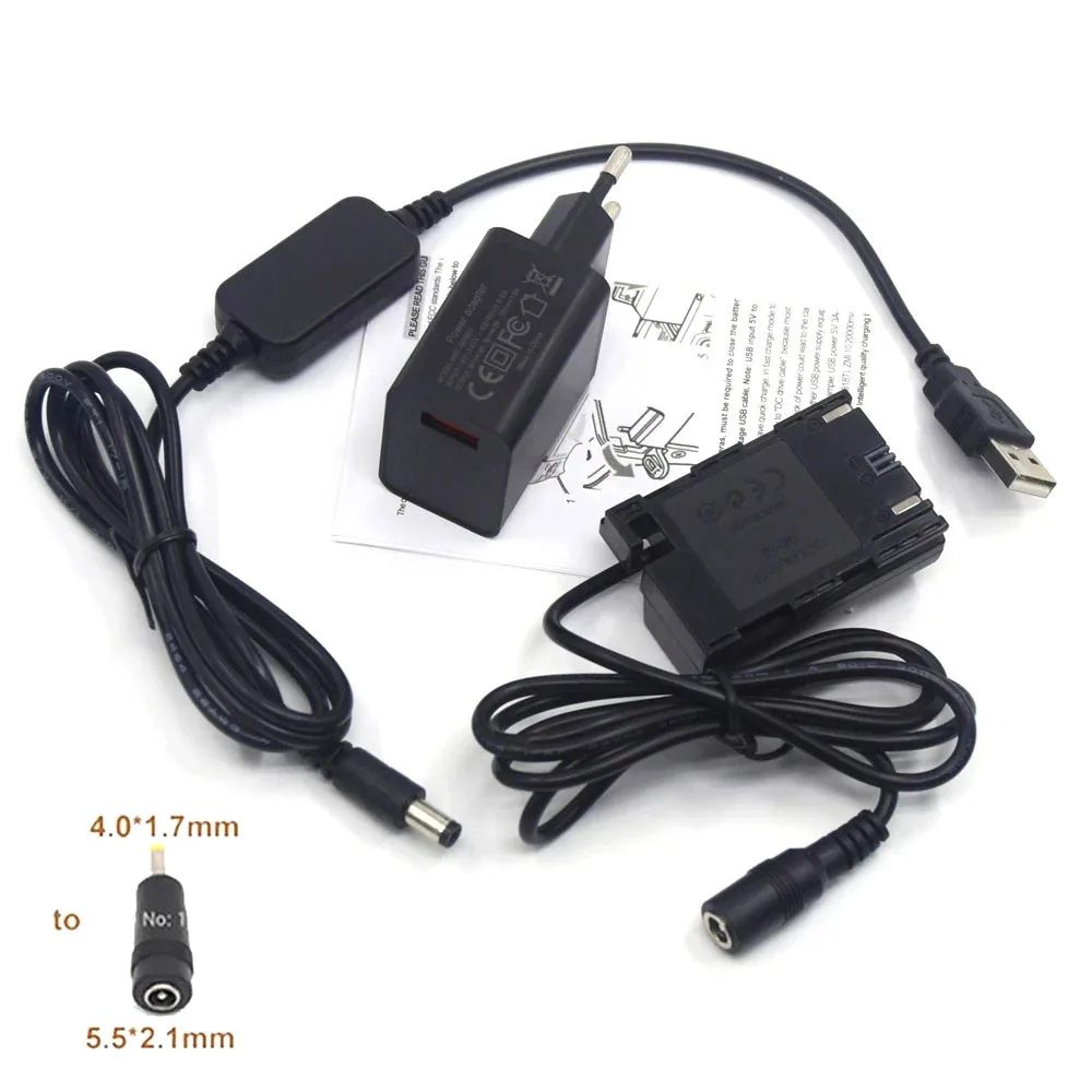 DR-E6 LP-E6 LP-E6N Fake Battery+5V USB Power Bank Cable+Charger Adapter For Canon EOS 60D 70D 5D2 6D 7D 5D Mark II III 5D3 5DSr