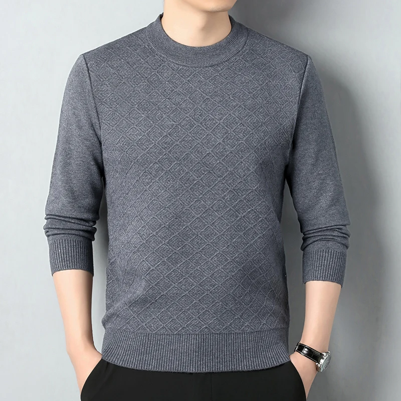 2025 ربيع جديد وصول جولة الرقبة طويلة الأكمام شريط رجل سترة