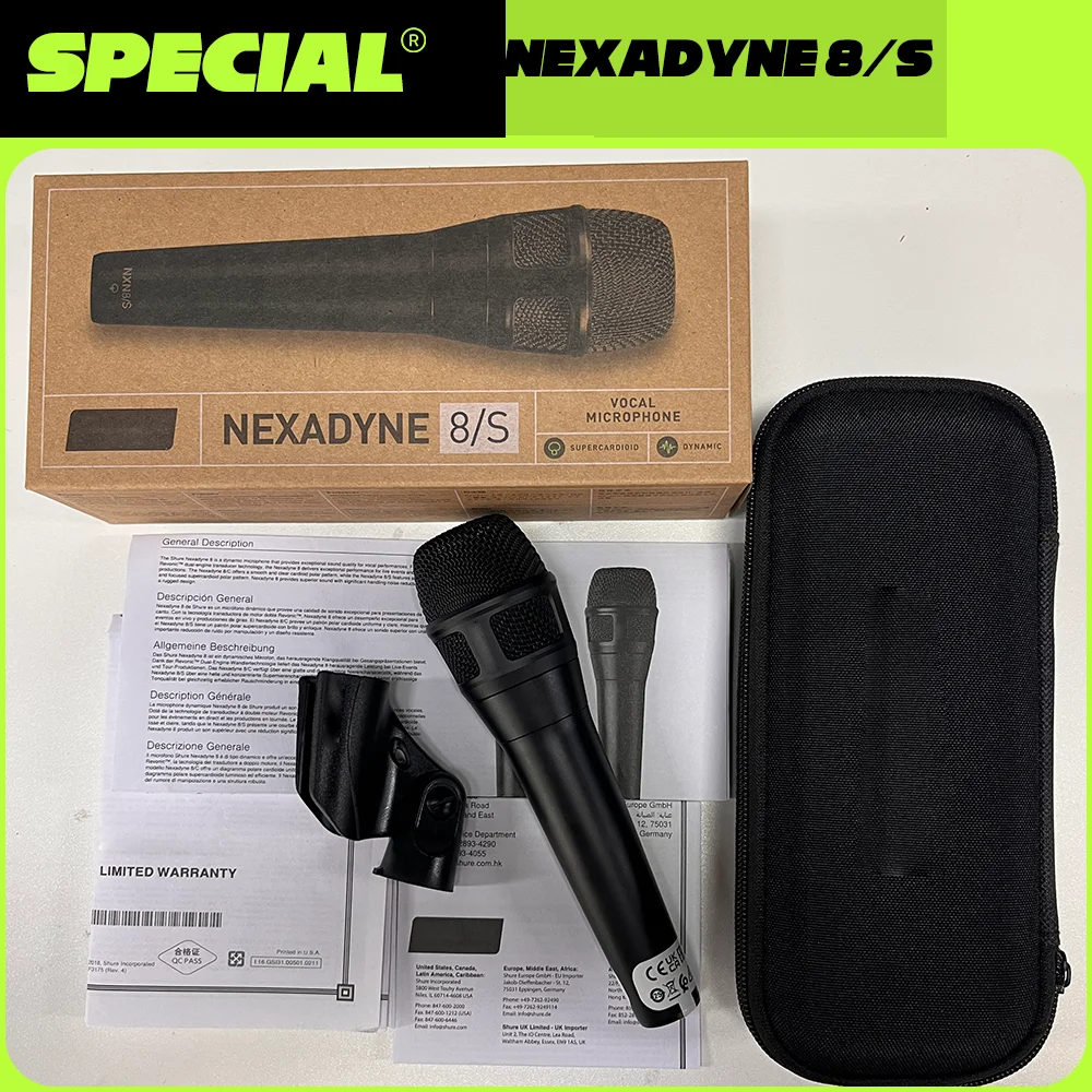 Nexadyne 8/S NXN8/S Professional Super-Cardioid Dynamic Microphone For Live Vocals Karaoke Performance Mic With Carrying Case