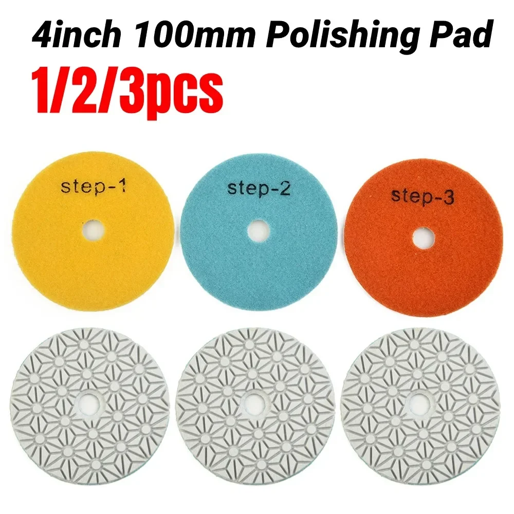 

3/2/1pcs Polishing Pads 4Inch/100mm Dry Wet Diamond 3Steps Polishing Pad Granite Polishing Tool Marble Grinding Pads