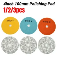 3/2/1pcs Polishing Pads 4Inch/100mm Dry Wet Diamond 3Steps Polishing Pad Granite Polishing Tool Marble Grinding Pads