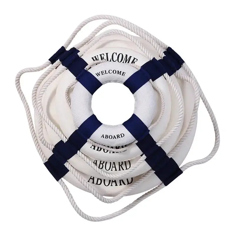 Nautical Style Welcome Decorative Red Blue Life Buoy Home Marine Beach Wall Decoration Crafts Living Room