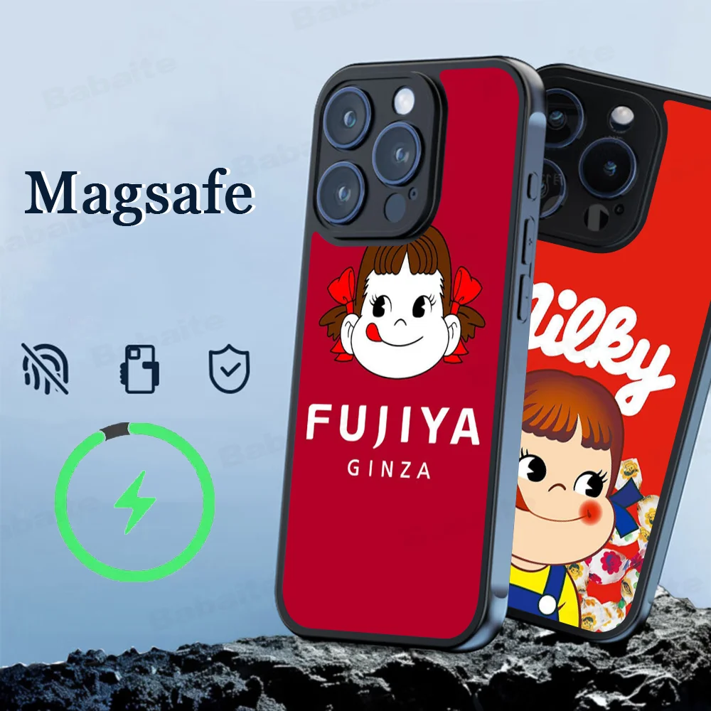 

Fujiya Milky Peko-Chan Phone Case Magnetic Case For IPhone 16 14 13 12 11 15 Pro Max Plus For Magsafe Wireless Charge Cover