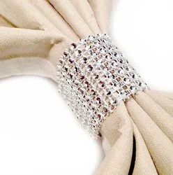 Gold Silver Napkin Buckle Napkin Ring Chairs Buckles Hollow 8 Row Net Diamond Napkin Buckle Wedding Festival Hotel Food Supplies