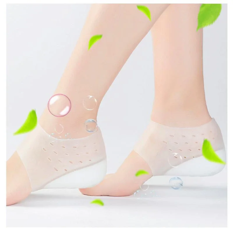 Silicone Invisible Inner Height Insoles Lifting Increase Socks Outdoor Foot Protection Pad Men Women Heel Cushion Hidden Insole