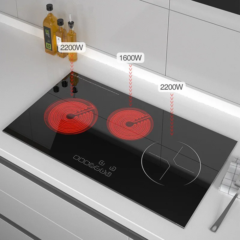Hot Sale Built-in Electric Ceramic Stove Tea Boiling Device Infrared Heating Stove Cooktop 3 Burners Ceramic Glass Table Style