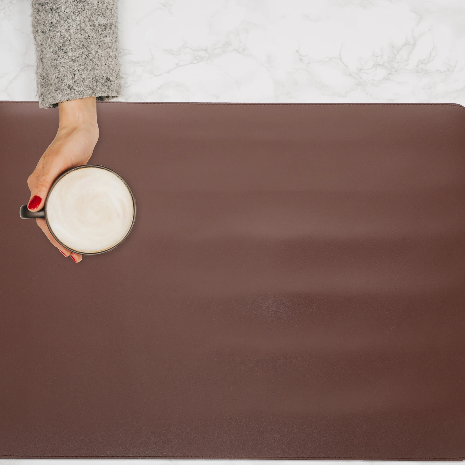 

Rectangular PU Camping Placemat 55x40cm Deep Brown Foldable Waterproof Oilproof Table Mat Decor Home Coffee Bar Restaurant