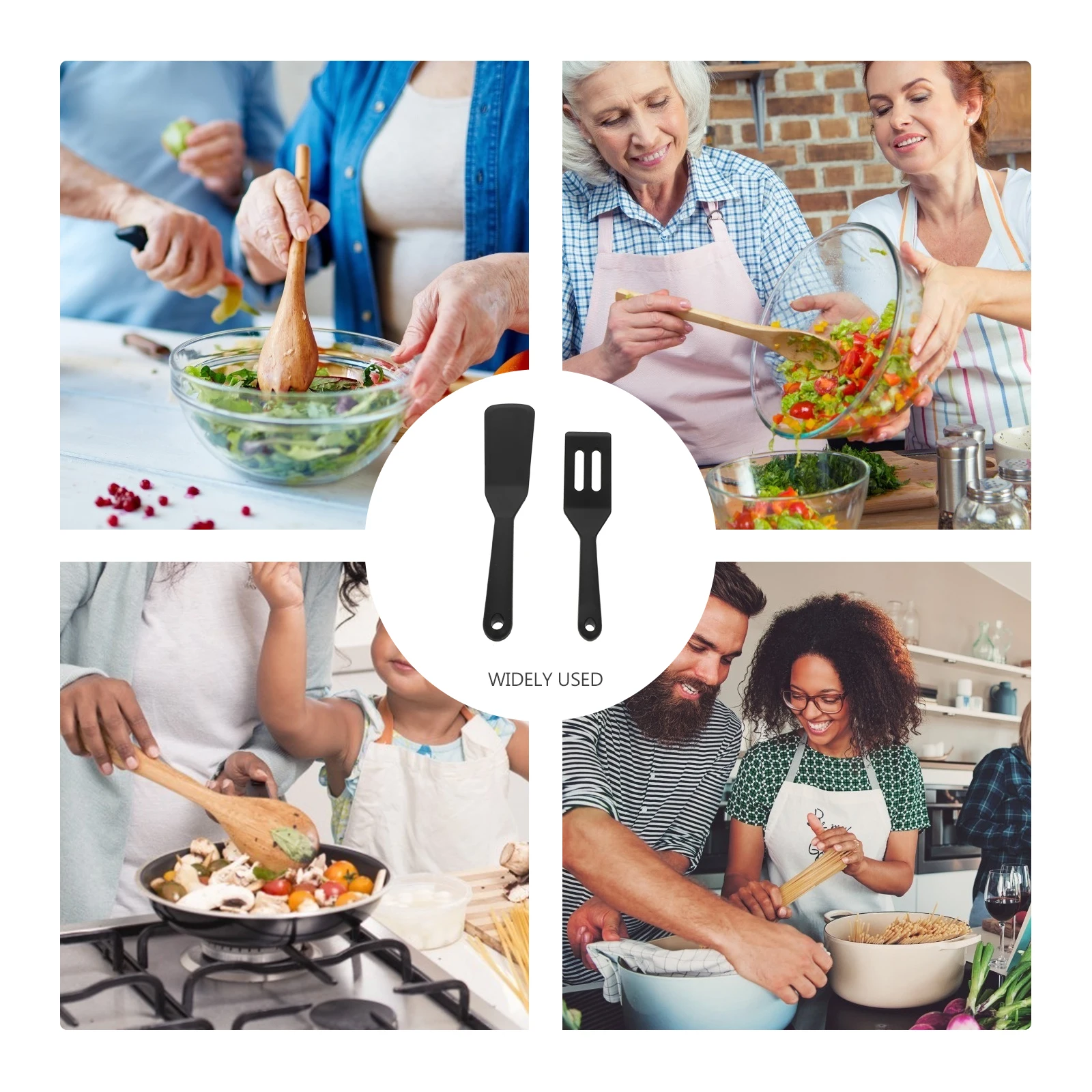 

2Pcs Silicone Shovel Sets Safe Nonstick Kitchen Tools Hanging Design Steak Spatulas Fryer Baker Home Hotel Restaurant