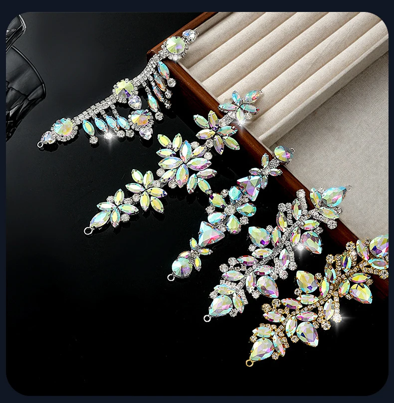5 Stück Strass-Dekoration Kristall-Diamant-Accessoires DIY-Handwerk Hochzeits-Abendkleid Funkelnde Strass-Nähzubehörteile – Detail 2