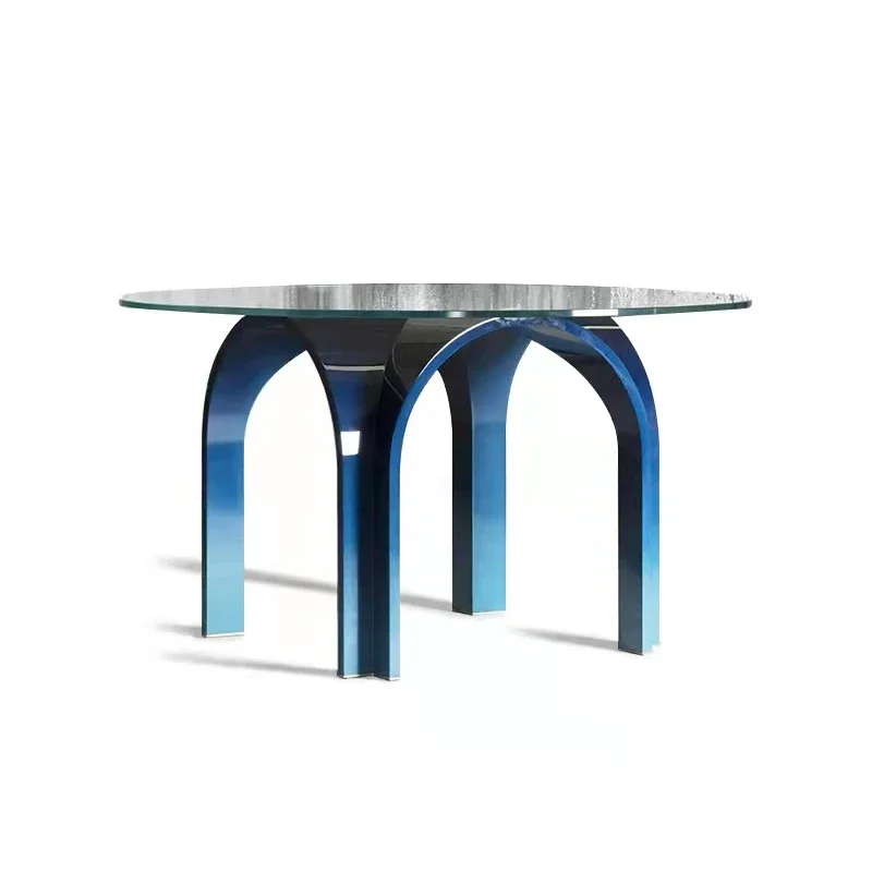 Arch Bridge Long  Conference Table Creative Minimalist Shaped Multi-Person Dining Table Fashion Glass round Table