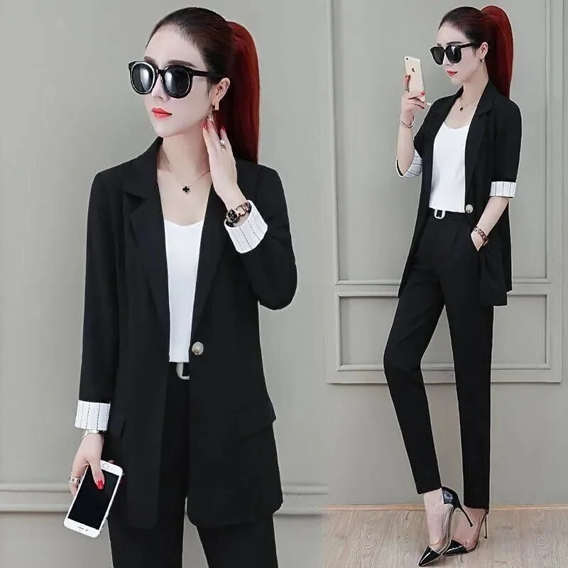 Spring and Autumn Set Female 2023 Summer New Fashion Temperament Small Blazer Three Piece Professional Women's Dress