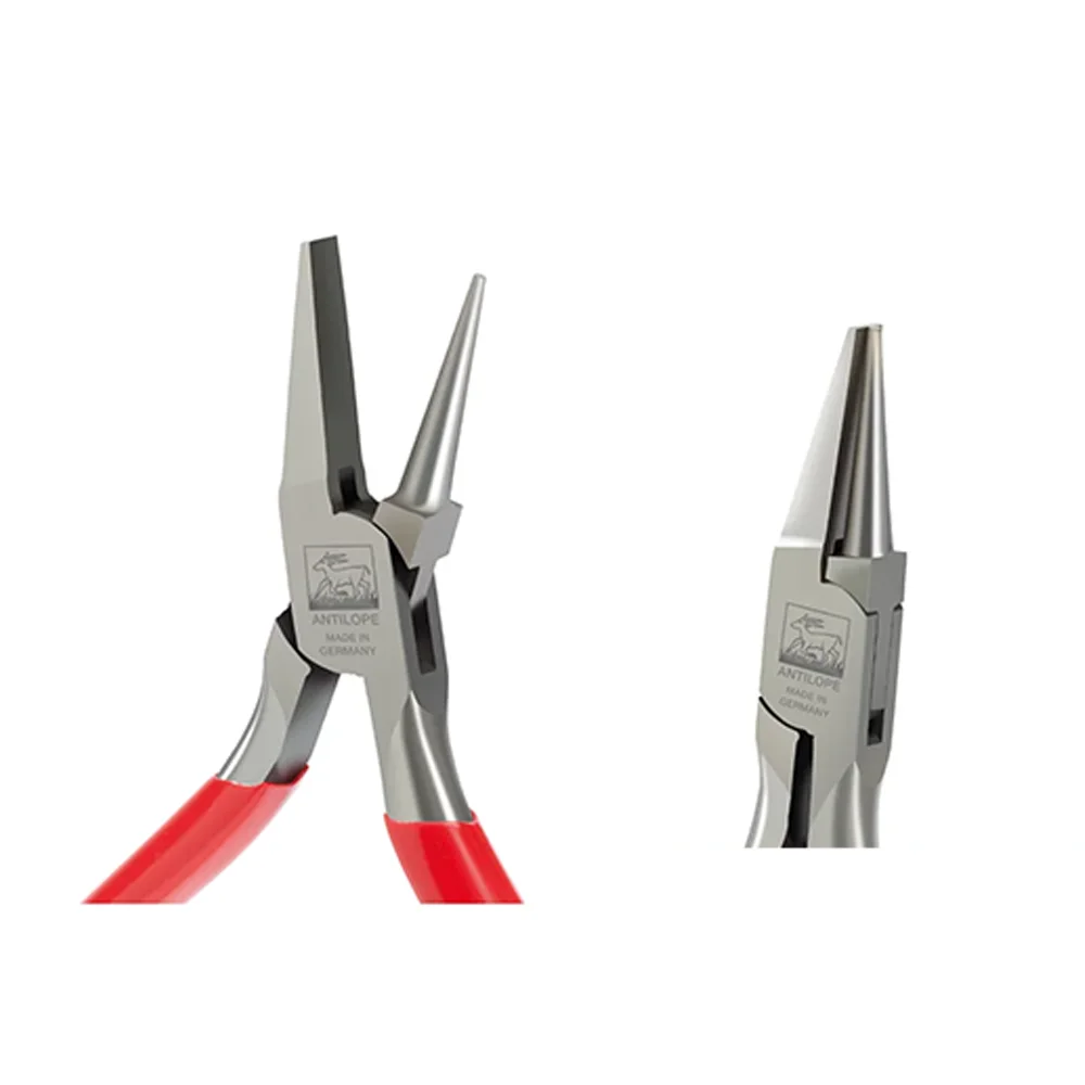ANTILOPE Flat & Round Nose Pliers Spring-free 130mm For Precise Shaping, Gripping and Bending Jewellery Wires