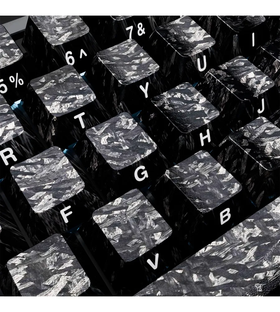 Black carbon fiber pattern keycap forged carbon texture side engraved ice carbon original magnetic axis mechanical keyboard cap