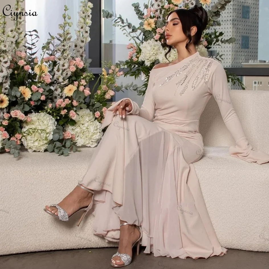 

Ciynsia Customized Evening Dresses A-line Chiffon One-shoulder Bespoke Occasion Gown 2025 Saudi Arabia Formal Dress فساتين سهرة
