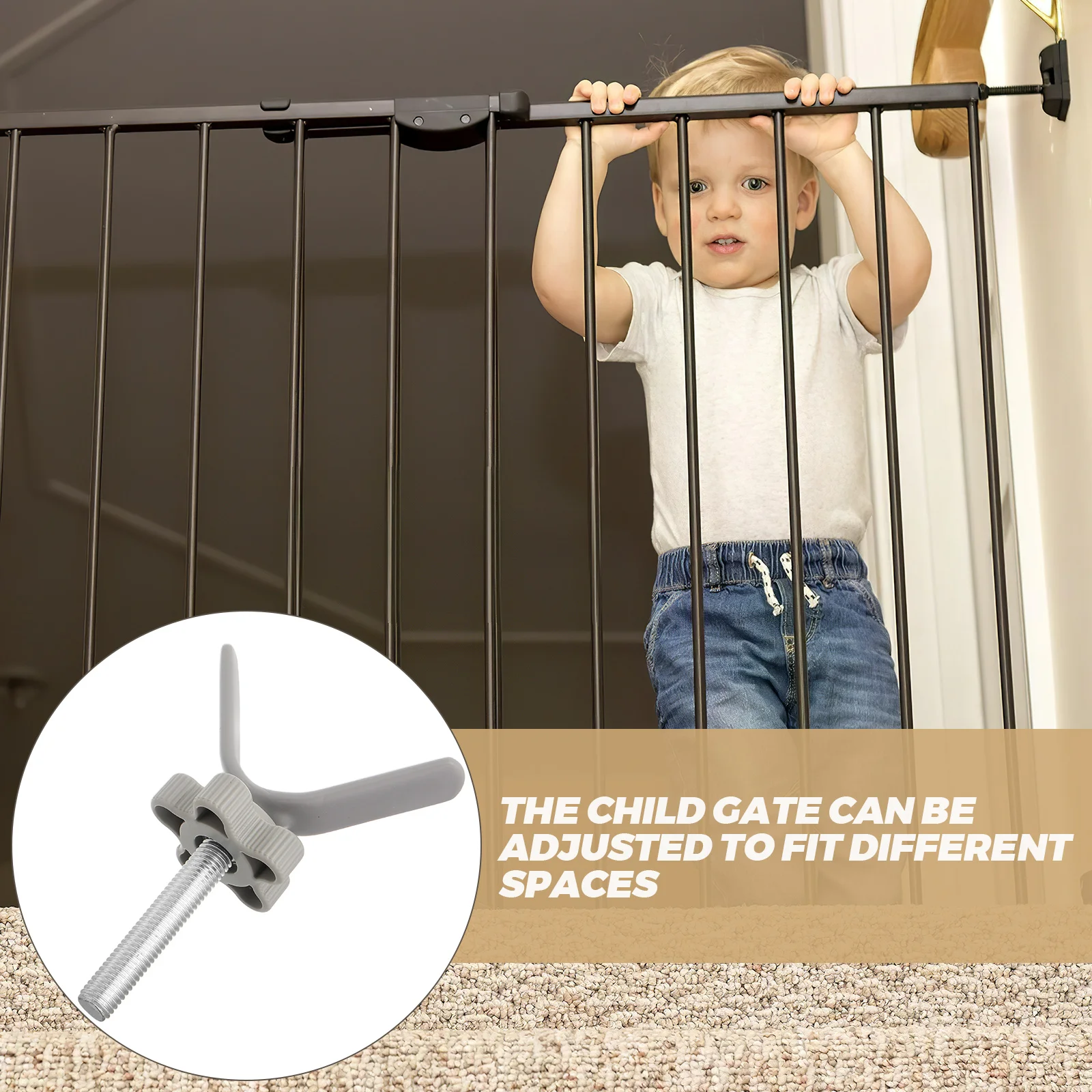 4 pezzi Accessori per cancelli di sicurezza per bambini Materiale durevole Raccordi per porte per scale Dimensioni regolabili Facile installazione Cancello esterno