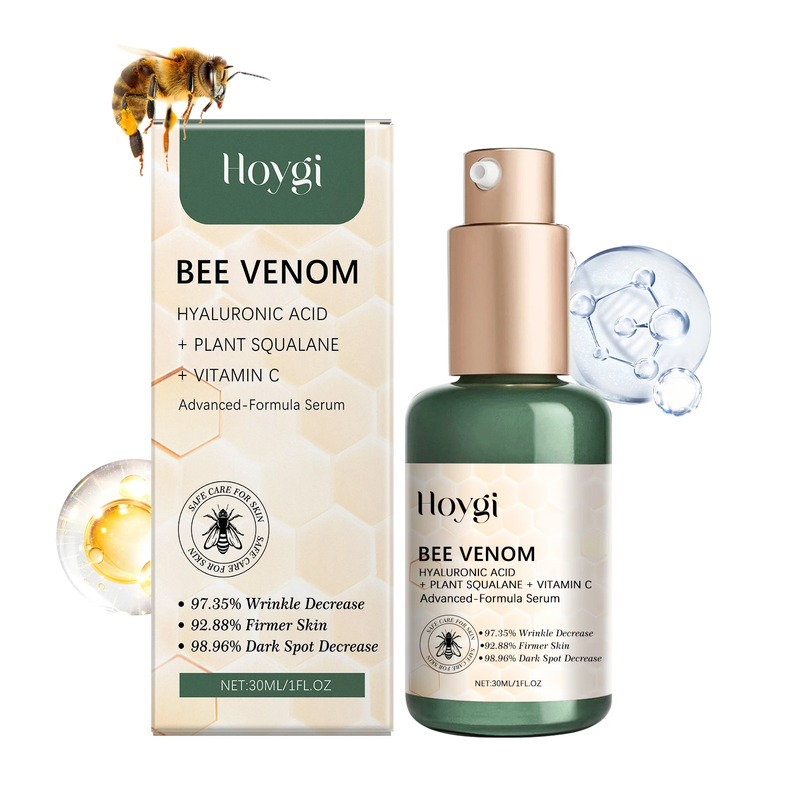

Bee Venom Serum with Hyaluronic Acid & Vitamin C - Advanced Anti-Aging Treatment (30ml/1oz)