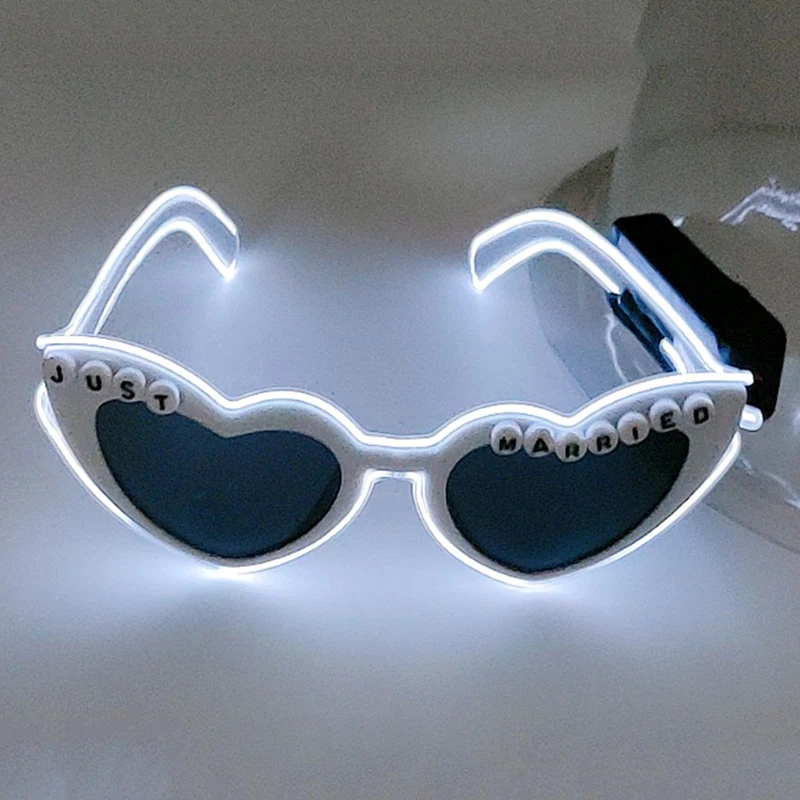 Wireless Led Just Married Sunglasses Bride Accessories Wedding As Honey Gift Bride And Groom Glowing Wedding Heart Glasses