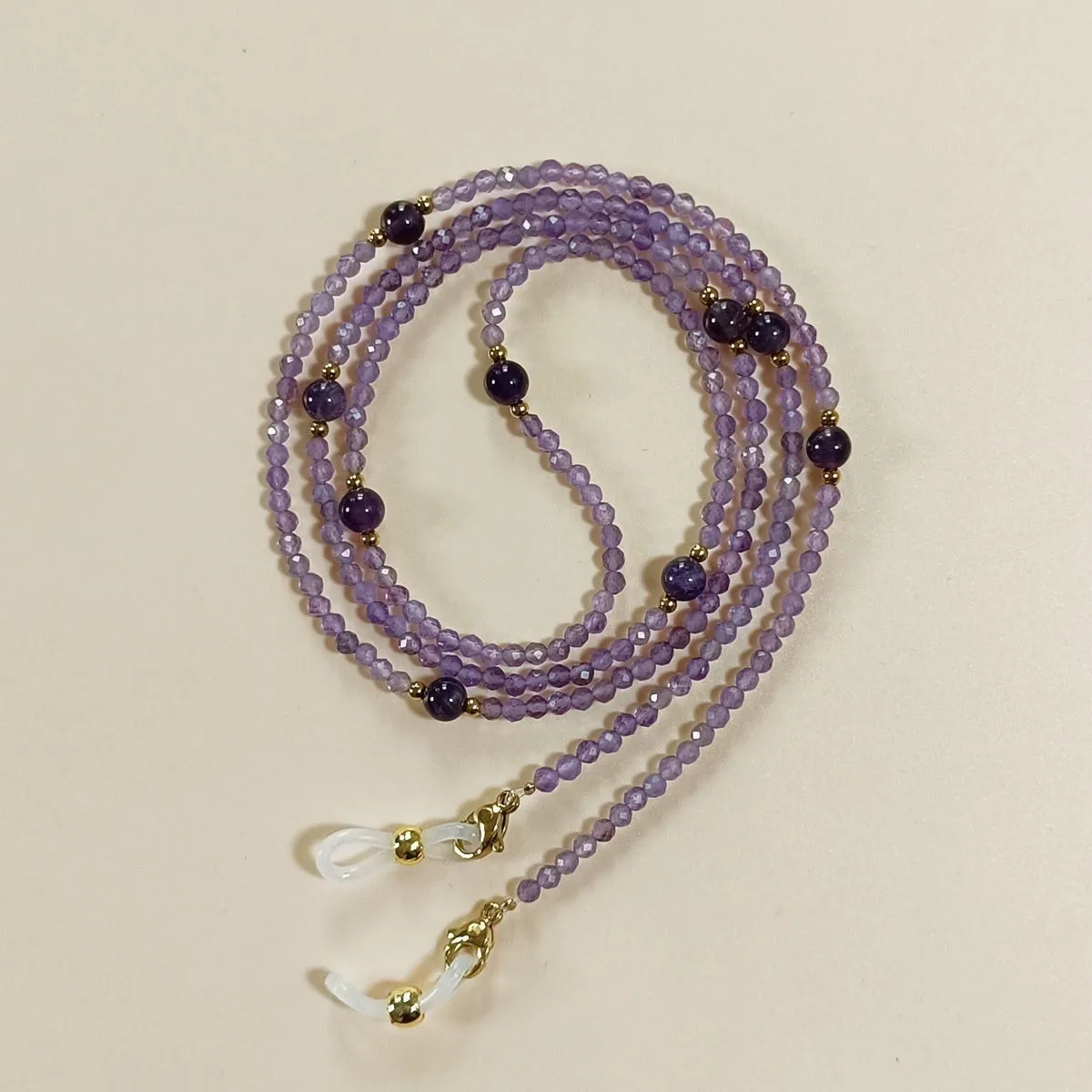 Hanging Neck Eyeglasses Chains Temperament Glasses Chain Amethyst Glasses Chain Artificial Stone Handmade Glasses Chain