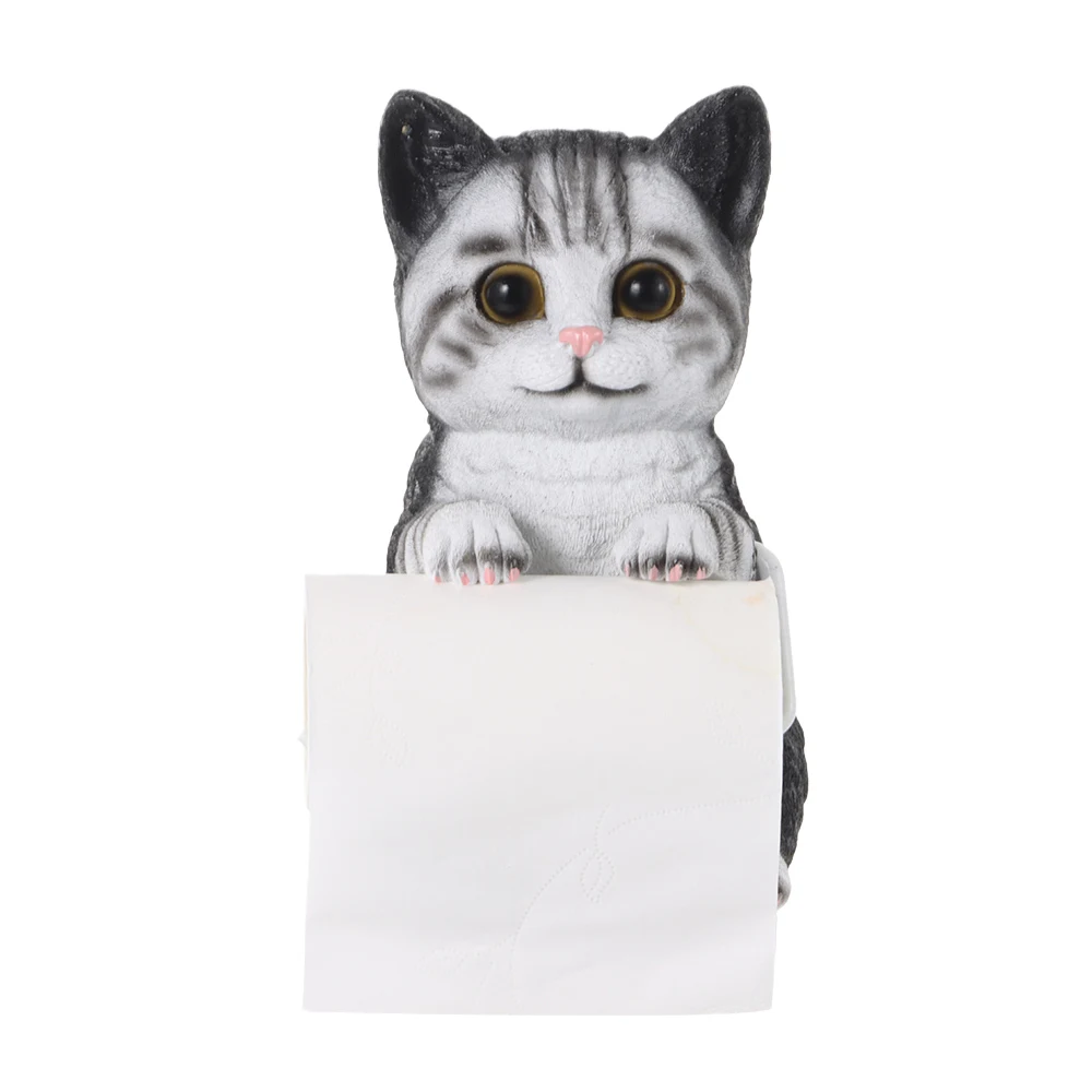 Resin Cat Toilet Paper Holder Wall Mounted Storage Dispenser Bathroom Paper Towel Dispenser Kitchen Tissue Dispenser