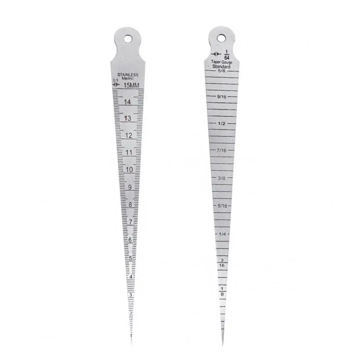 

Stainless Steel Wedge Feeler Aperture Gauge with Imperial / Metric Double Sided Scale for Hole Gap Measuring Tool