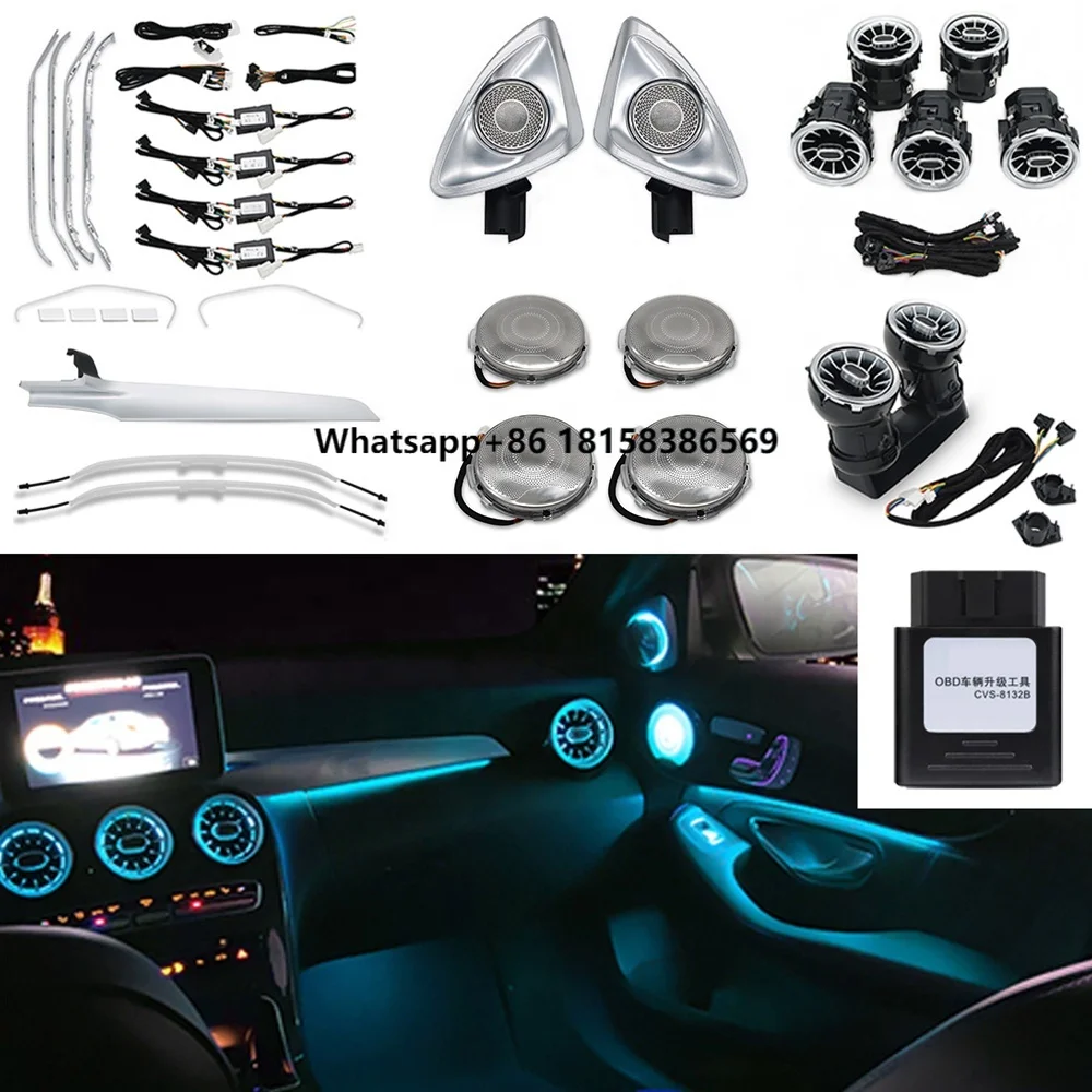 

Car LED Ambient Lights Kit Turbine Air Vents Tweeter Speaker for Mercedes Benz C-class W205 GLC X253
