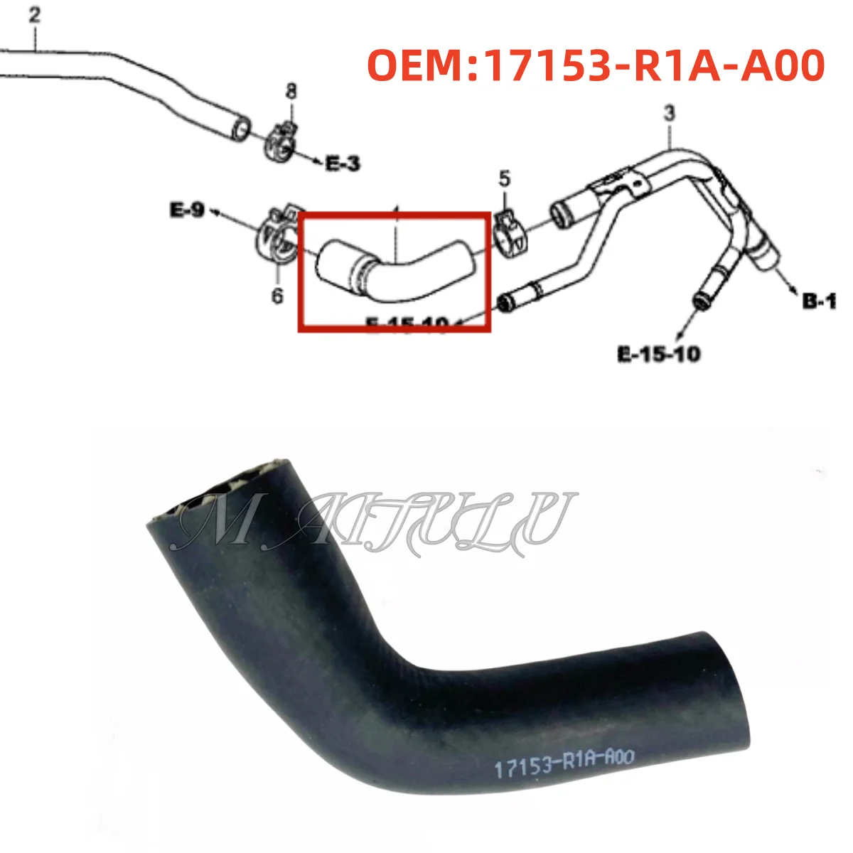 17153-R1A-A00 for Honda VEZEL XR-V 12 Civic Acura ILX snorkel exhaust valve hose Waste air valve connection pipe PCV pipe