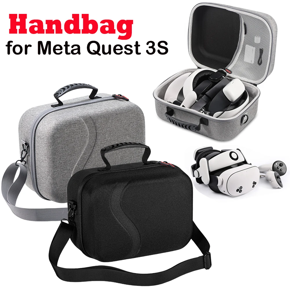 Hard Carry Case for Meta Quest 3 Handbag Waterproof Travel Storage Bag Mesh Pocket for Meta Quest 3 VR Headset Game Controller