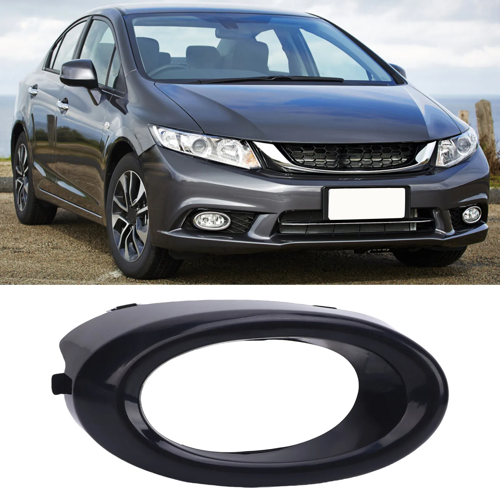 Shockproof Right Fog Lamp Bezel Bumper Insert For Honda Civic Si Sedan 2013-2015, Strong Structure Fog Light Cover Trim Part 711