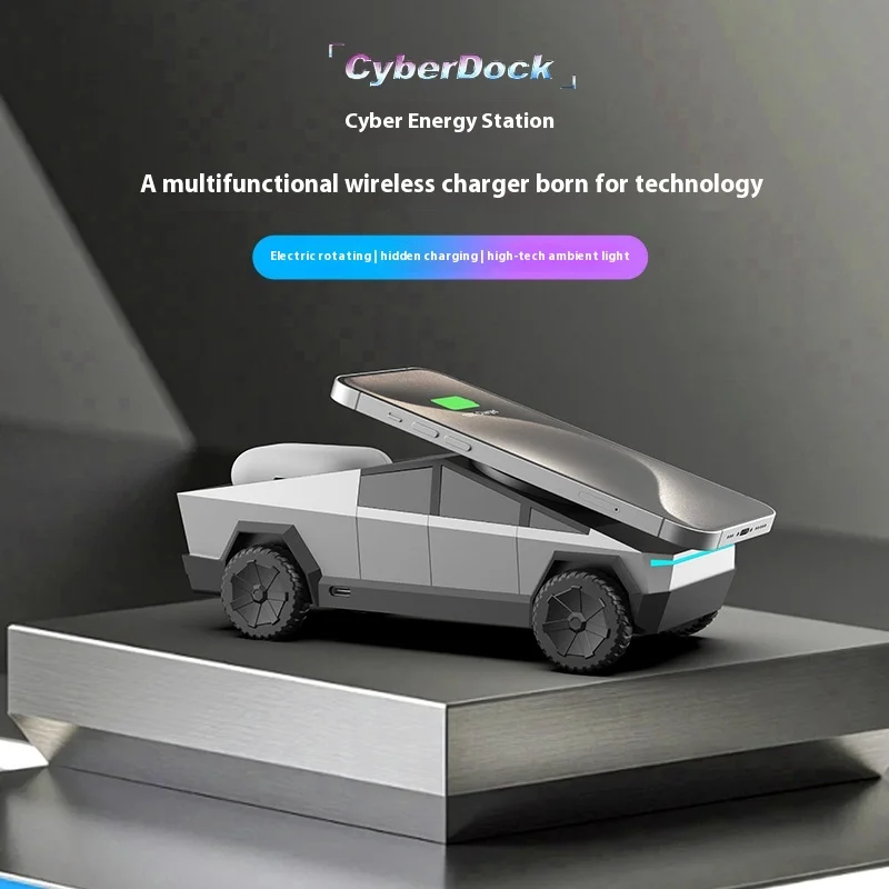 Multifunctional 3-in-1 CyberDock Wireless Charging Station for IPhone16 15 14 Pro Max AirPods iWatch with Atmosphere Light