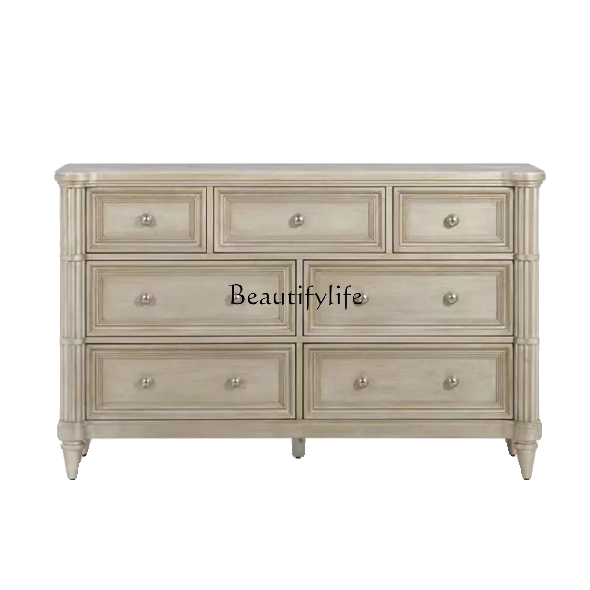 

ld14American-style Light Luxury Solid Wood Vintage Entryway Bedroom Storage Seven-drawer Dressing Table