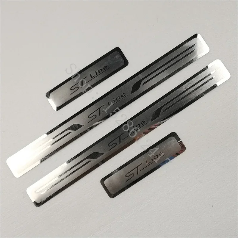 For Ford ST LINE Sticker Door Sill Scuff Plate Guard Stainless Steel Kick Pedal Sticker Car Accessories 2022 2023 2024