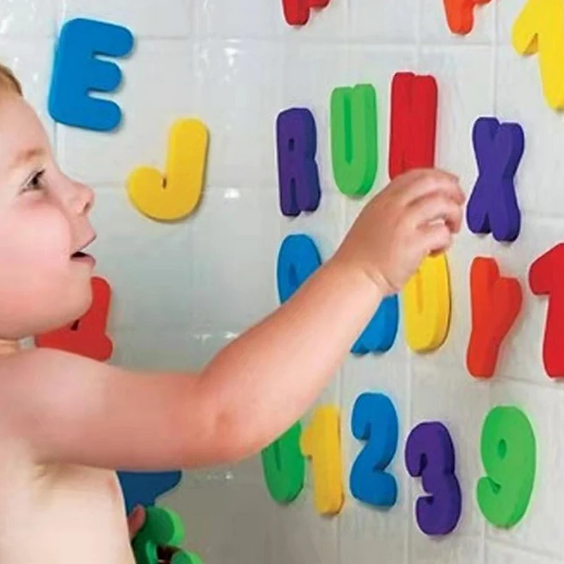 Bathtub Bathroom Education Learning Toys Foam Letters Alphanumeric Total Bubble Stickers Children's Puzzle DIY Toy Set 36Pcs New