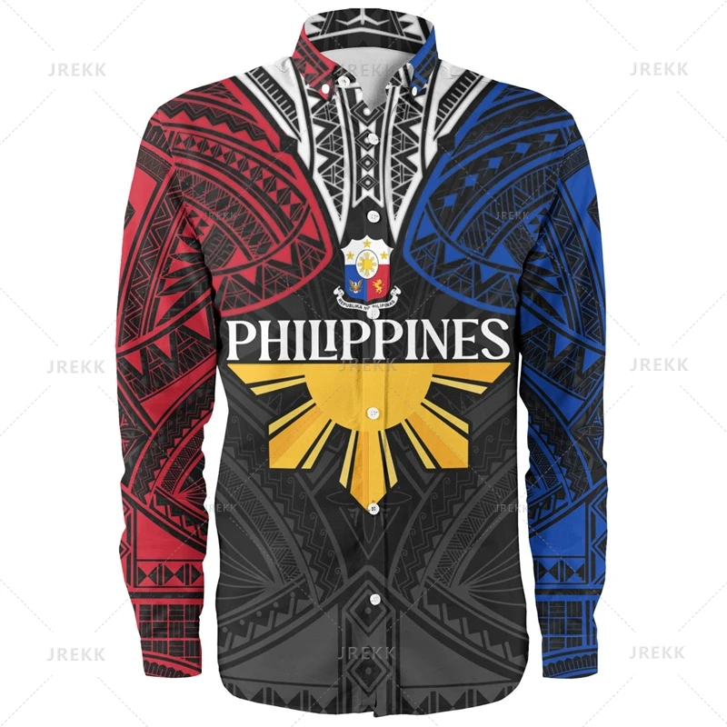 

Small Size 3D Proud To Be Philippines Print Long Sleeve Shirts For Men Philippines Ethnic Patterns Graphic Shirts & Blouses Tops