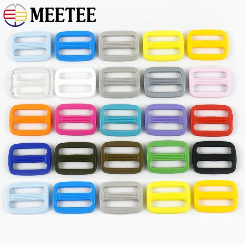 20P 15-25mm Plastic Backpack Buckle Tri Glide Slider Clasp Bag Strap Belt Adjuster Buckles Hook Dog Collar Ring Sewing Accessory