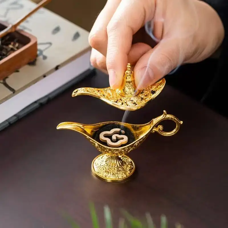 Kreative Goldene Alas Göttliche Lampe Serie Eisen Weihrauch Brenner Pan Weihrauch Stehen Verbrennung Stehen Hause Dekoration – Detail 2