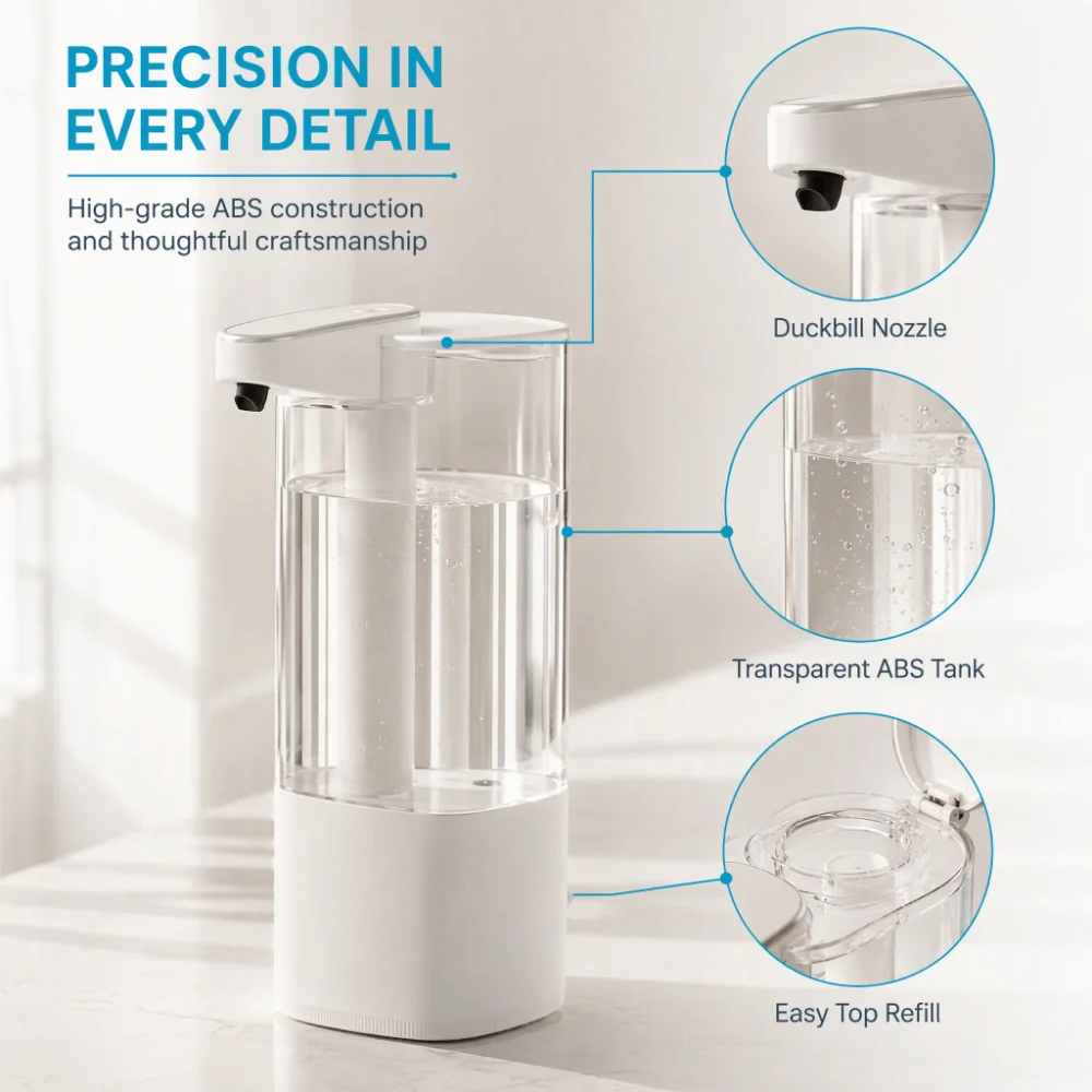 Rechargeable Automatic Soap Dispenser USB Rechargeable No Drilling Touchless Soap Dispenser Wall Mounted Sensor