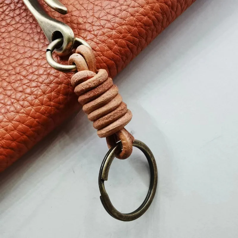 Zinc Alloy U-shape Fish Hook Keyring Retro Genuine Leather Keychain Accessories Vintage Bow Shackle Key Chains for Men Wholesale