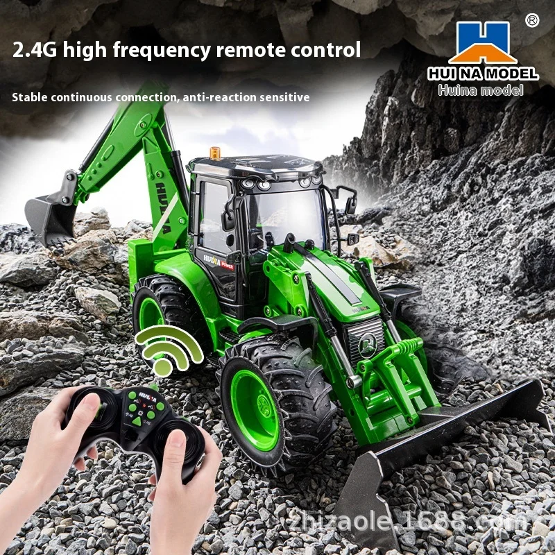 Simulation Of 9-channel Remote Control Sound Light  Children's Super Large Bidirectional Excavator Alloy Shovel Hydraulic  Gift