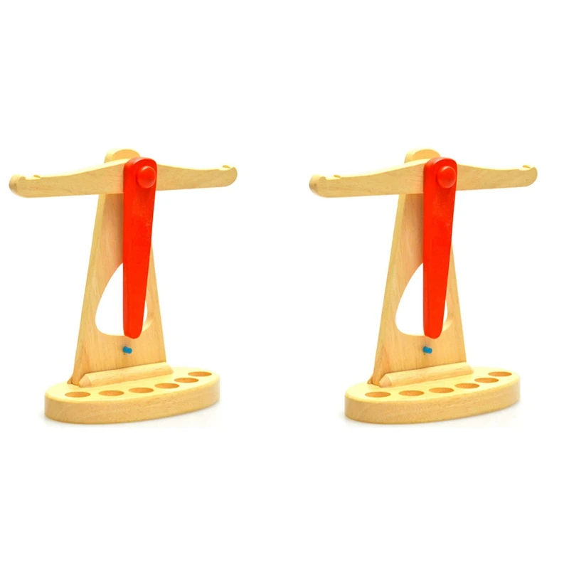 

2X Funny Wooden Balance Scale With 6 Weights Toy Weighing Scale Sensorial Early Education Game Gifts For Kids