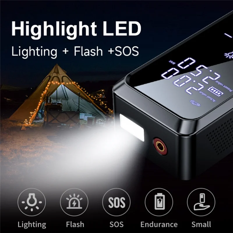 

HLZS-Inflatable Pump Dual Screen Car Emergency Starter 8000Mah Portable Multifunctional Power Lighter