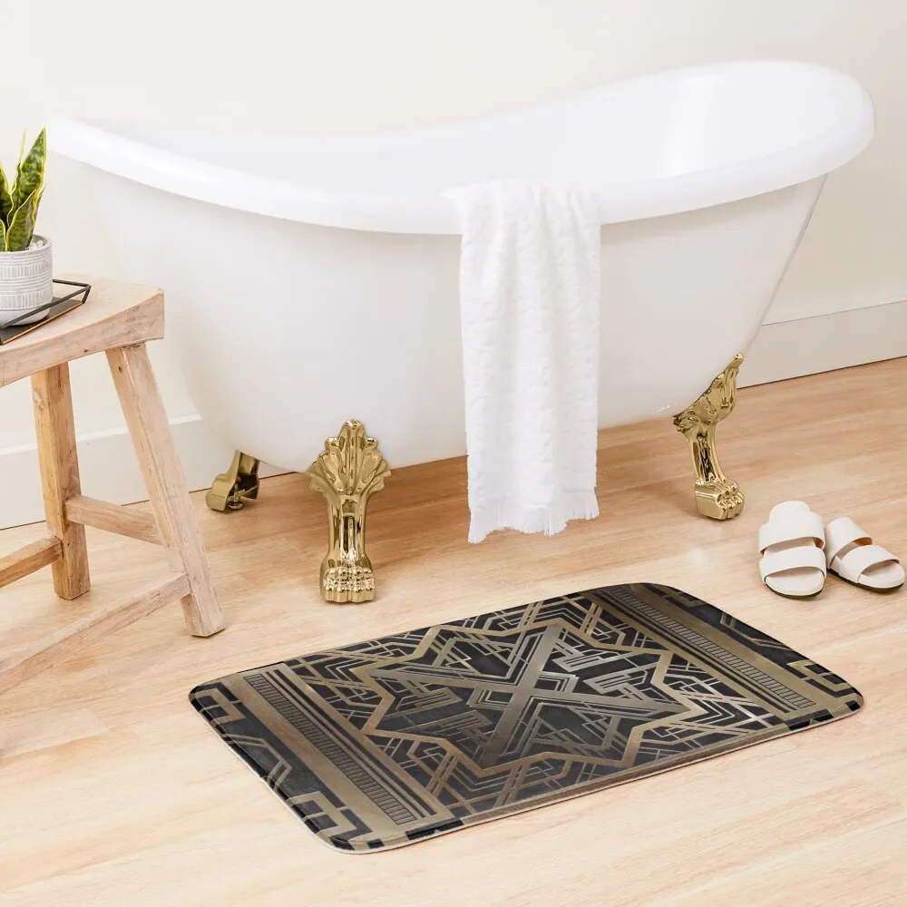 

Art deco,gold,black,vintage,chic,elegant,1920 era,The Great Gatsby,modern,trendy,decorative Bath Mat Bathroom Shower Mat