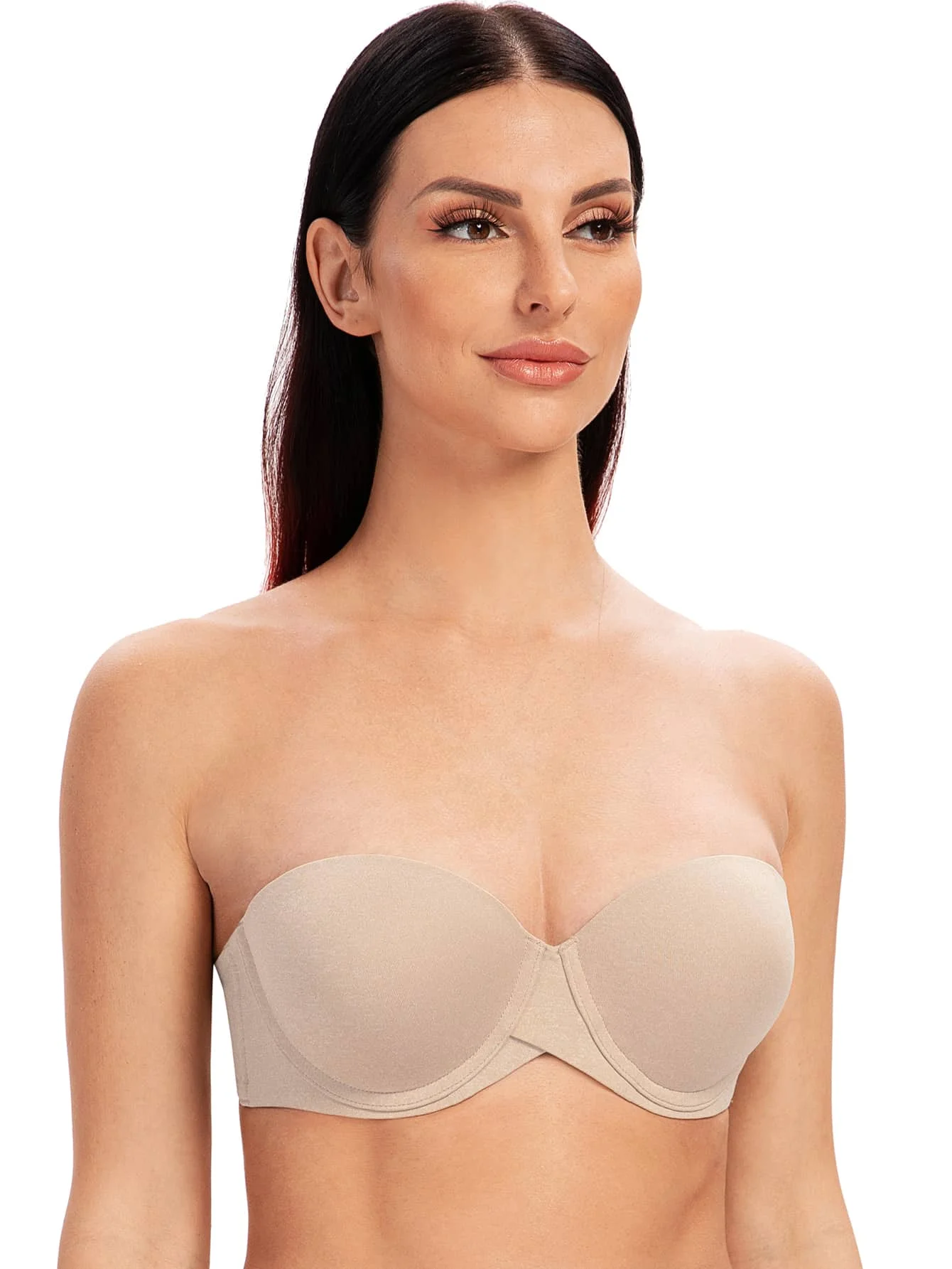 Solid Push Up Padded Underwire Strapless Bra