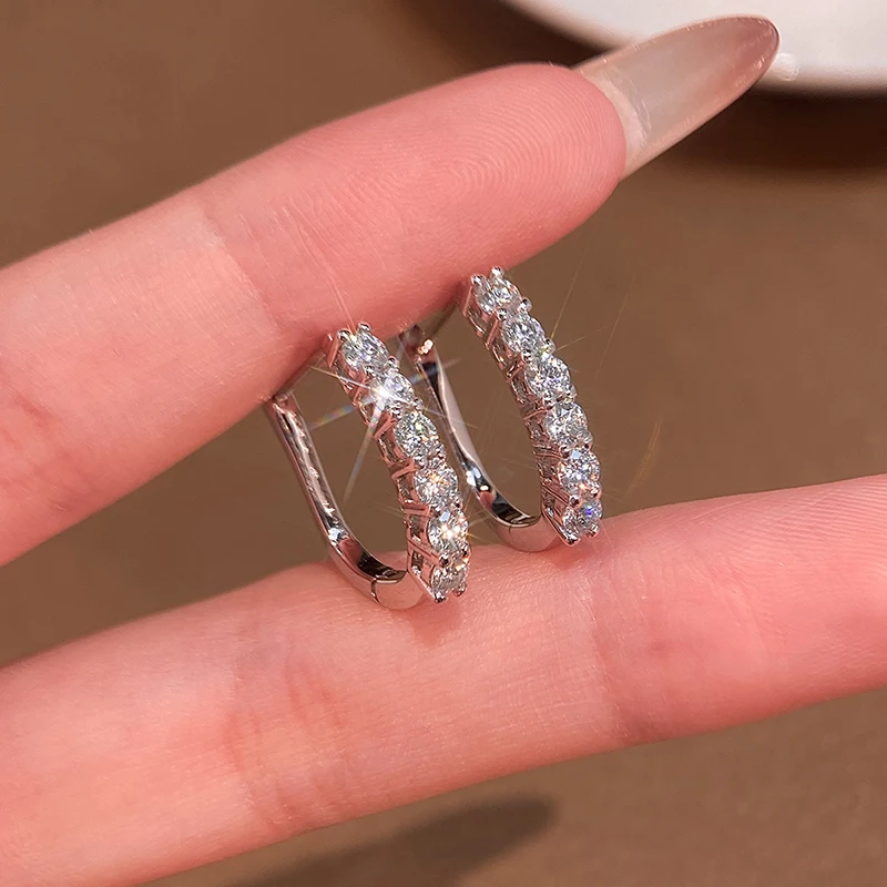 

KNB Real 0.1ct Wedding Diamond Moissanite Earrings for Women Gift 925 Sterling Silver Huggie Hoop Earring Luxury Fine Jewelry
