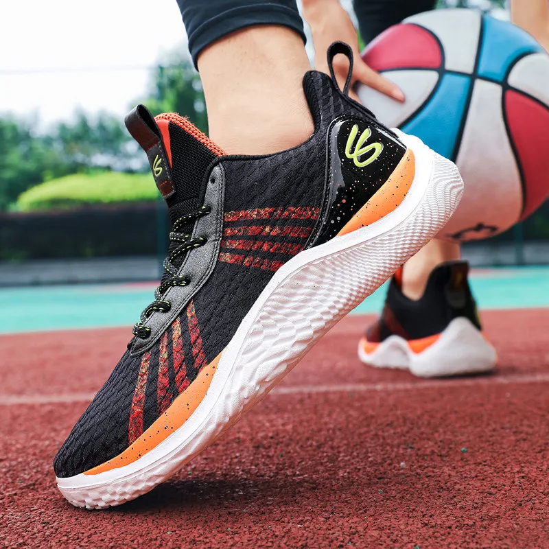 Fashion Orange Basketball Sports Shoes Unisex Outdoor Breathable Mens Basket Sneakers Non-slip Men Athletic Shoes Big Size 36-46