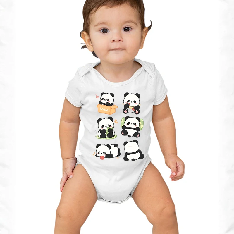 

Toddler Baby Girl Clothes Cute Pandas Printed Girl Boy Newborn Clothes 100% Cotton Jumpsuits Cartoon Style Bodysuit Baby 0-24M