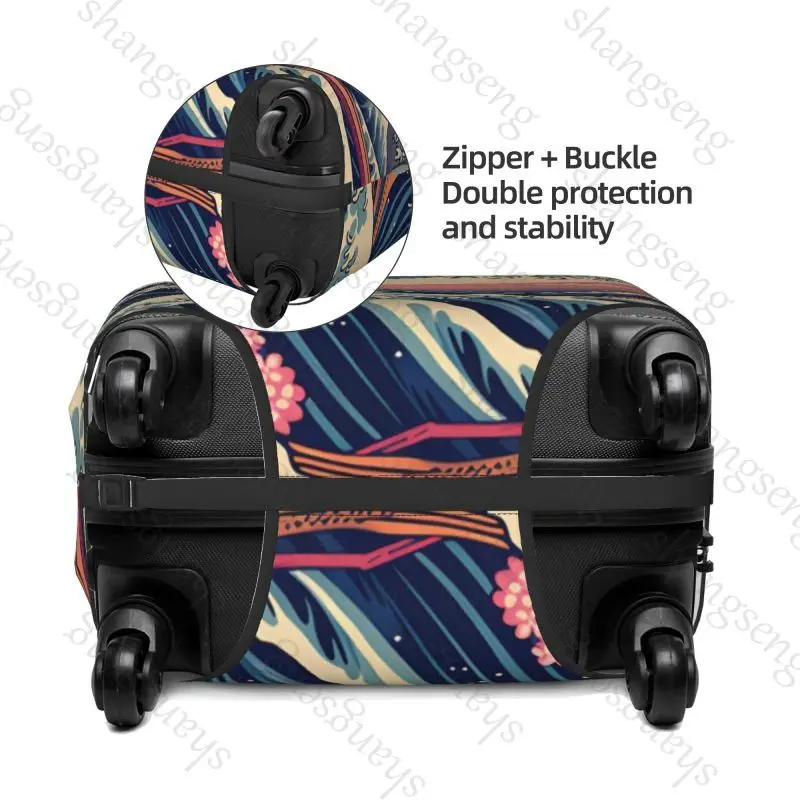 Wave Art Thicken Luggage Cover Elasticity Trolley dust cover Suitcase Protection Cover Suitcase Case Accessories