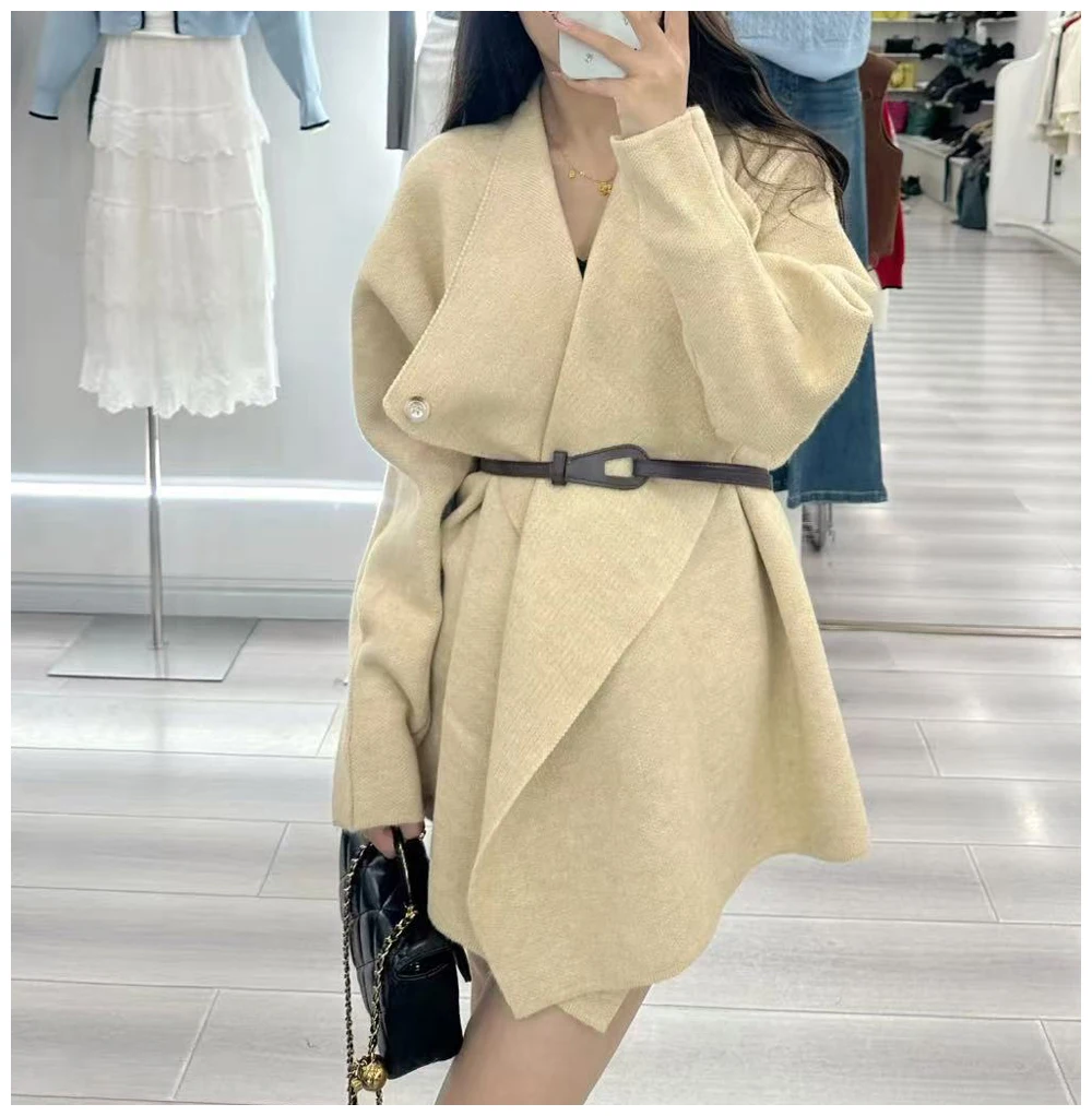 

Женское элегантное и универсальное длинное пальто 2025 года с завязкой на талии (доступно в нескольких цветах)