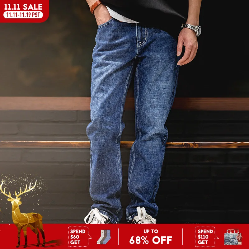 Maden Спецодежда в американском ретро-стиле тяжелые Парижские джинсовые прямые джинсы со средней талией длинные брюки мужские осенние